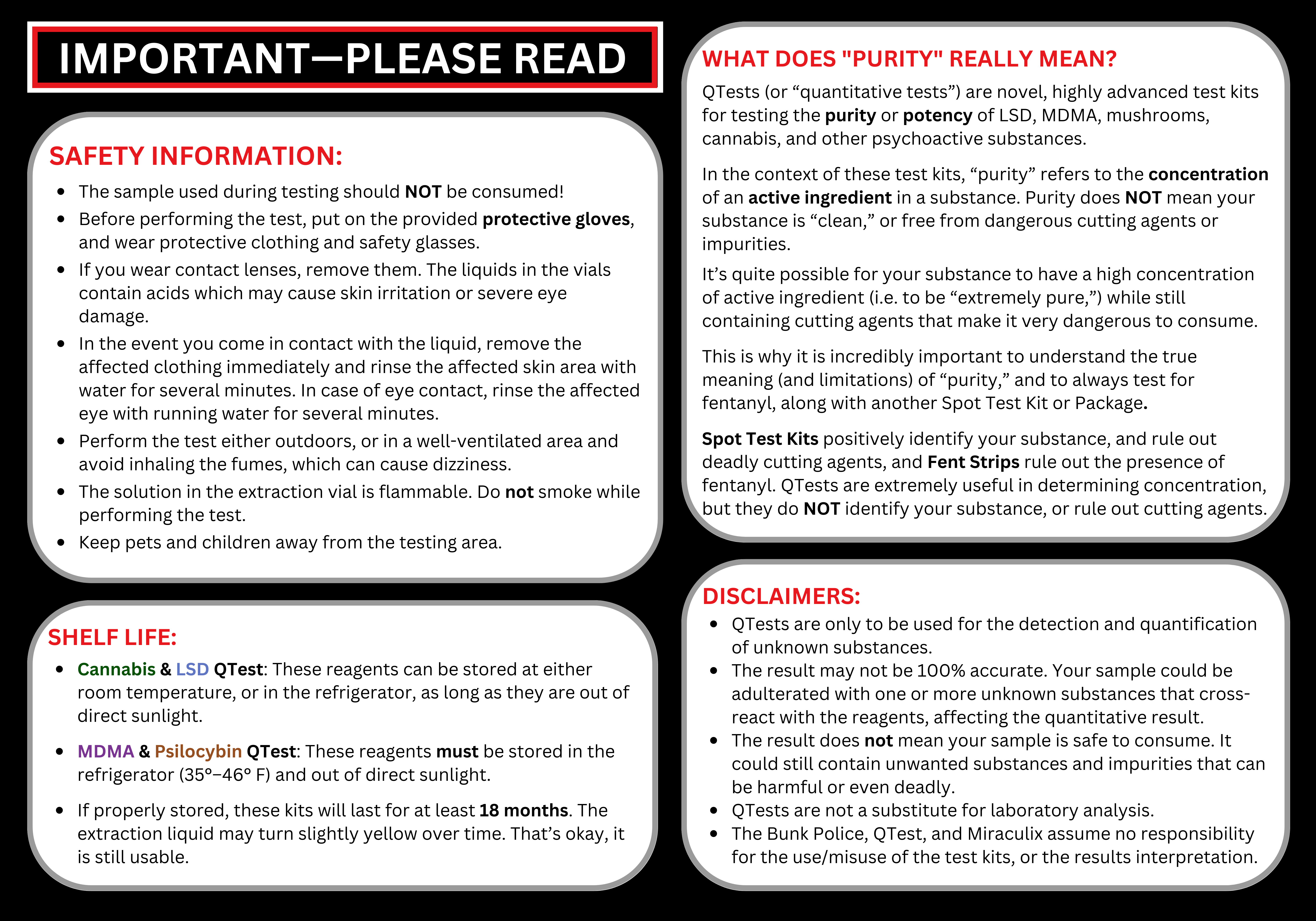 QTest Safety Info