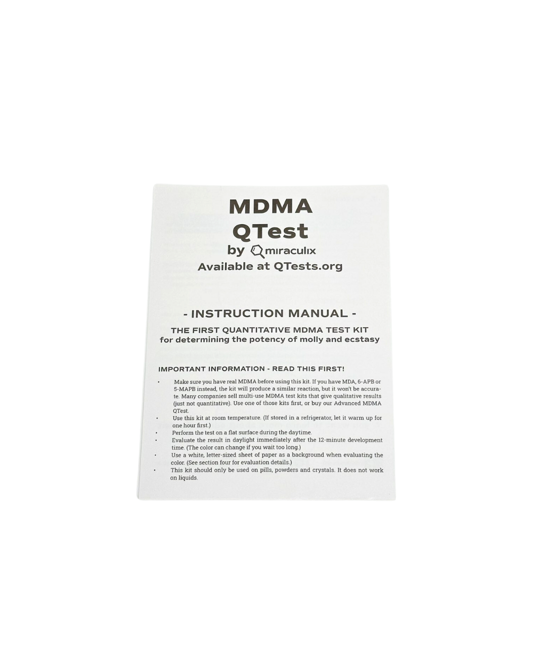 MDMA QTest Kit instructions